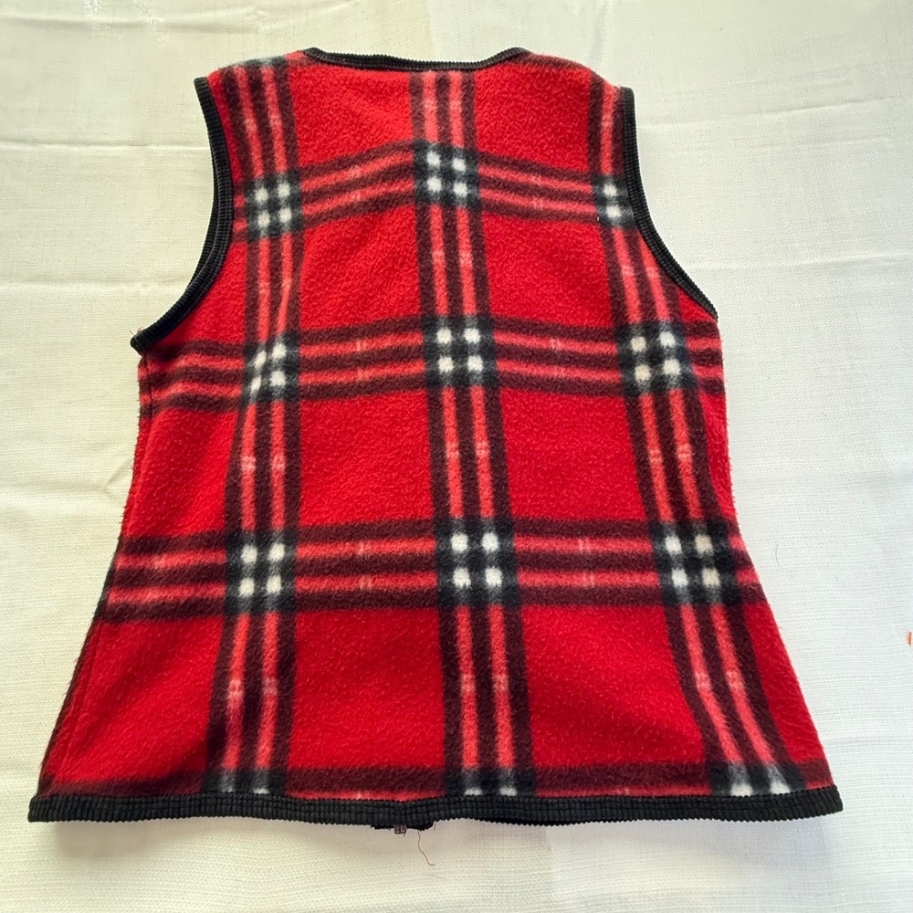 Sunbelt Red Plaid Fleece Vest Small Full Zip‎ Tartan Vintage USA Made - Picture 4 of 7